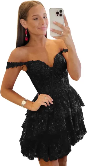 Short Lace Appliques Homecoming Dresses for Teens 2024 Corset Prom Dress Puffy Evening Formal Gown