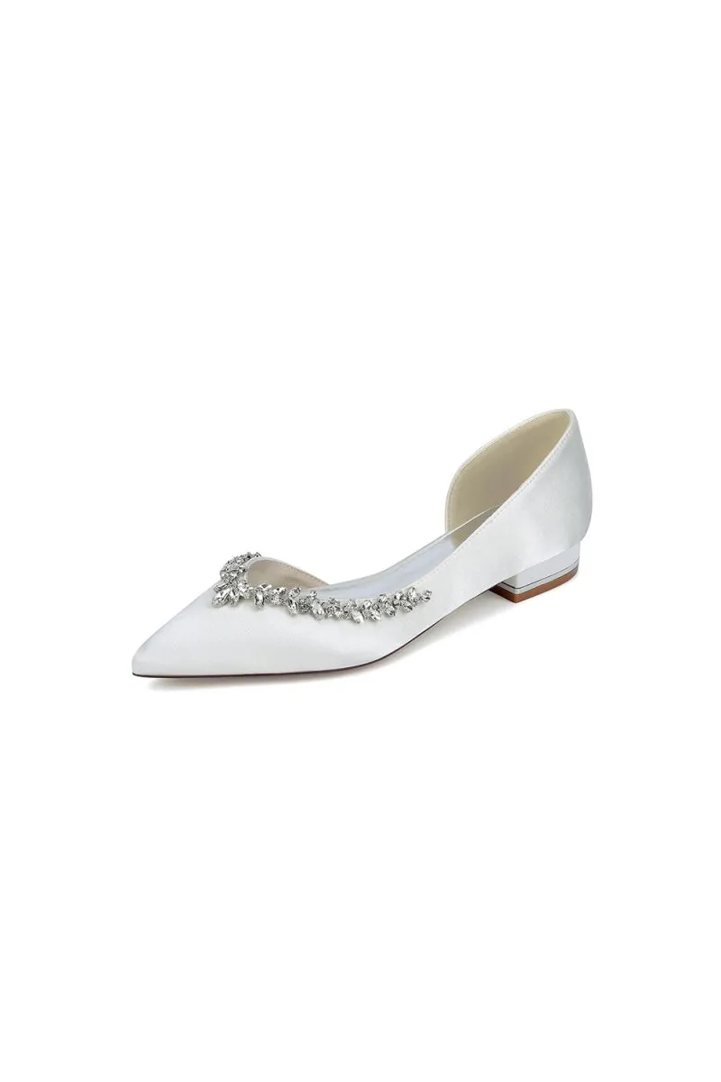 Silver Satin High Heels with Crystal Embellishments 18448-11YK
