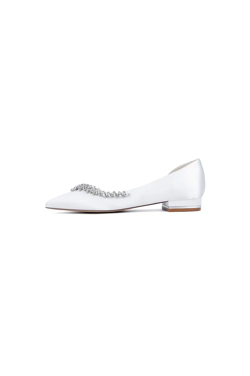 Silver Satin High Heels with Crystal Embellishments 18448-11YK