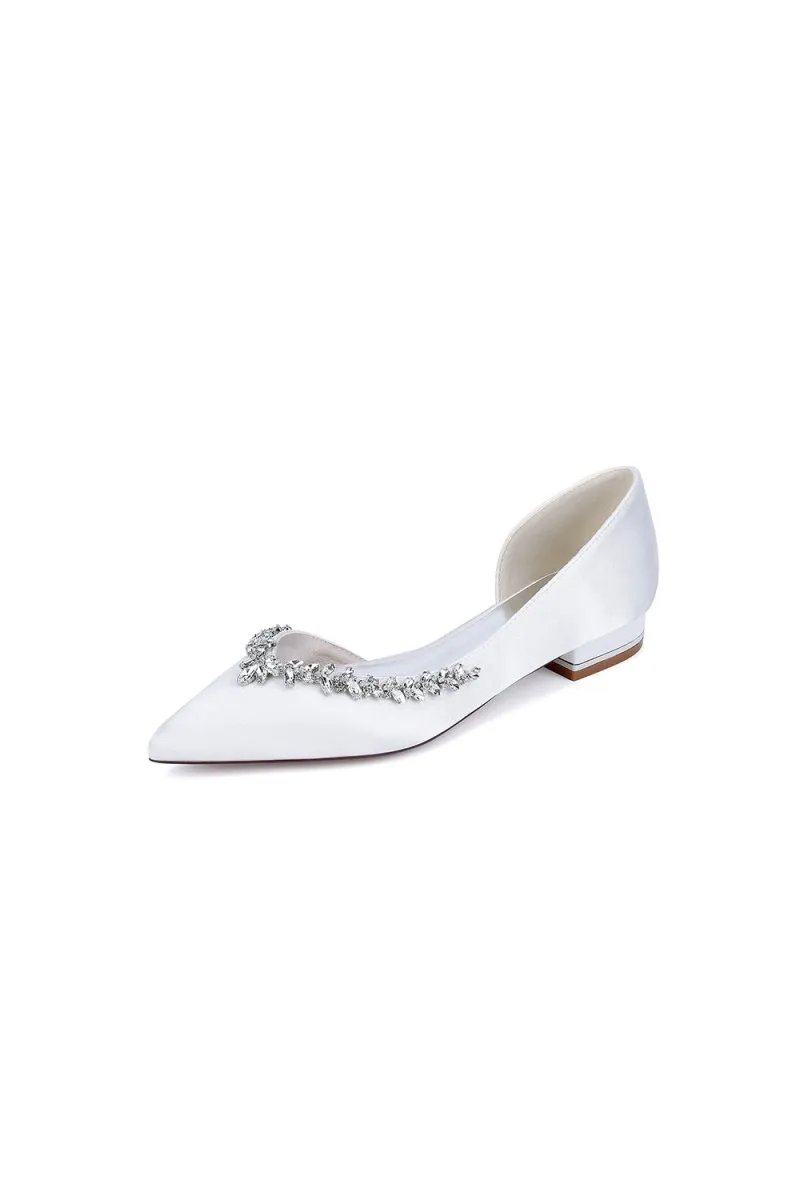 Silver Satin High Heels with Crystal Embellishments 18448-11YK