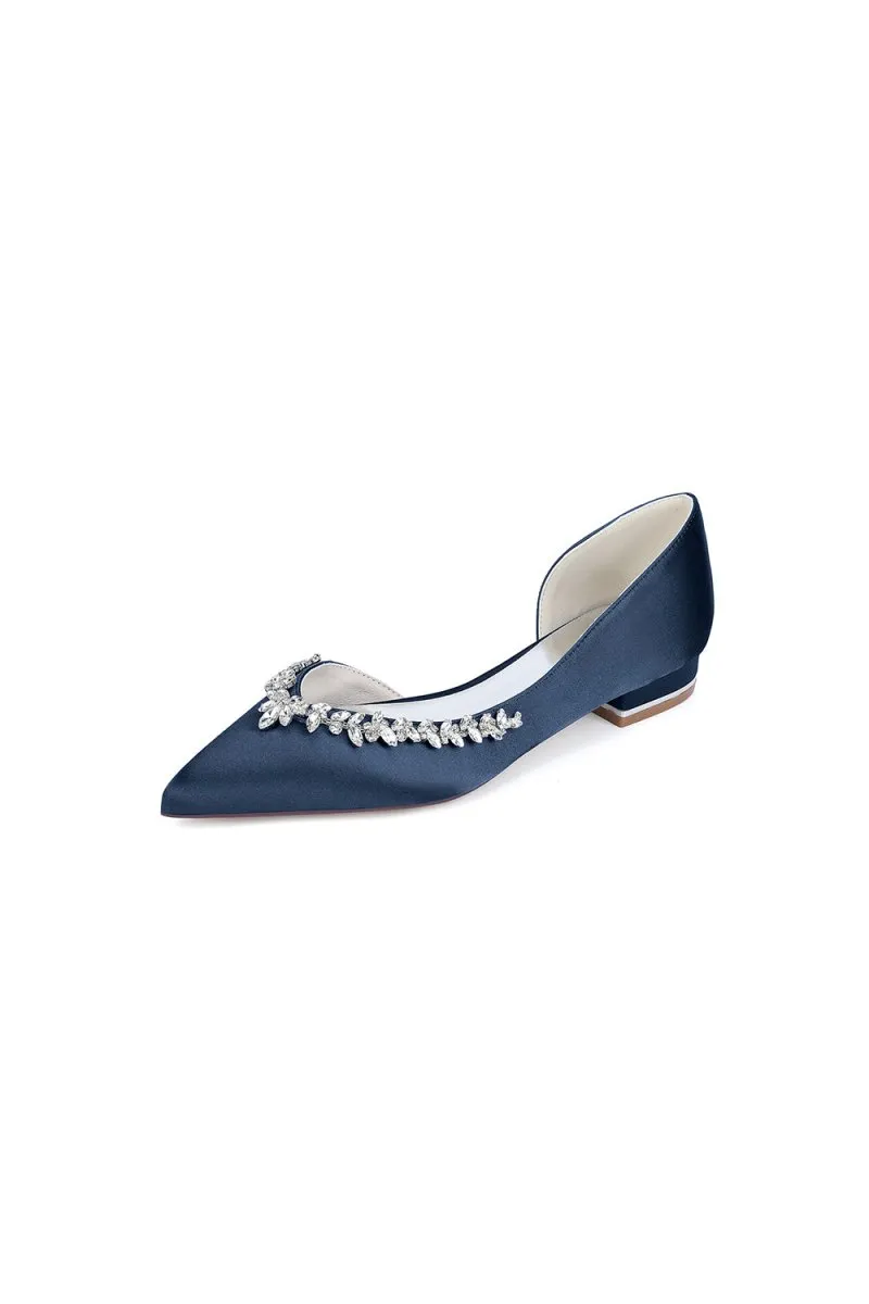Silver Satin High Heels with Crystal Embellishments 18448-11YK
