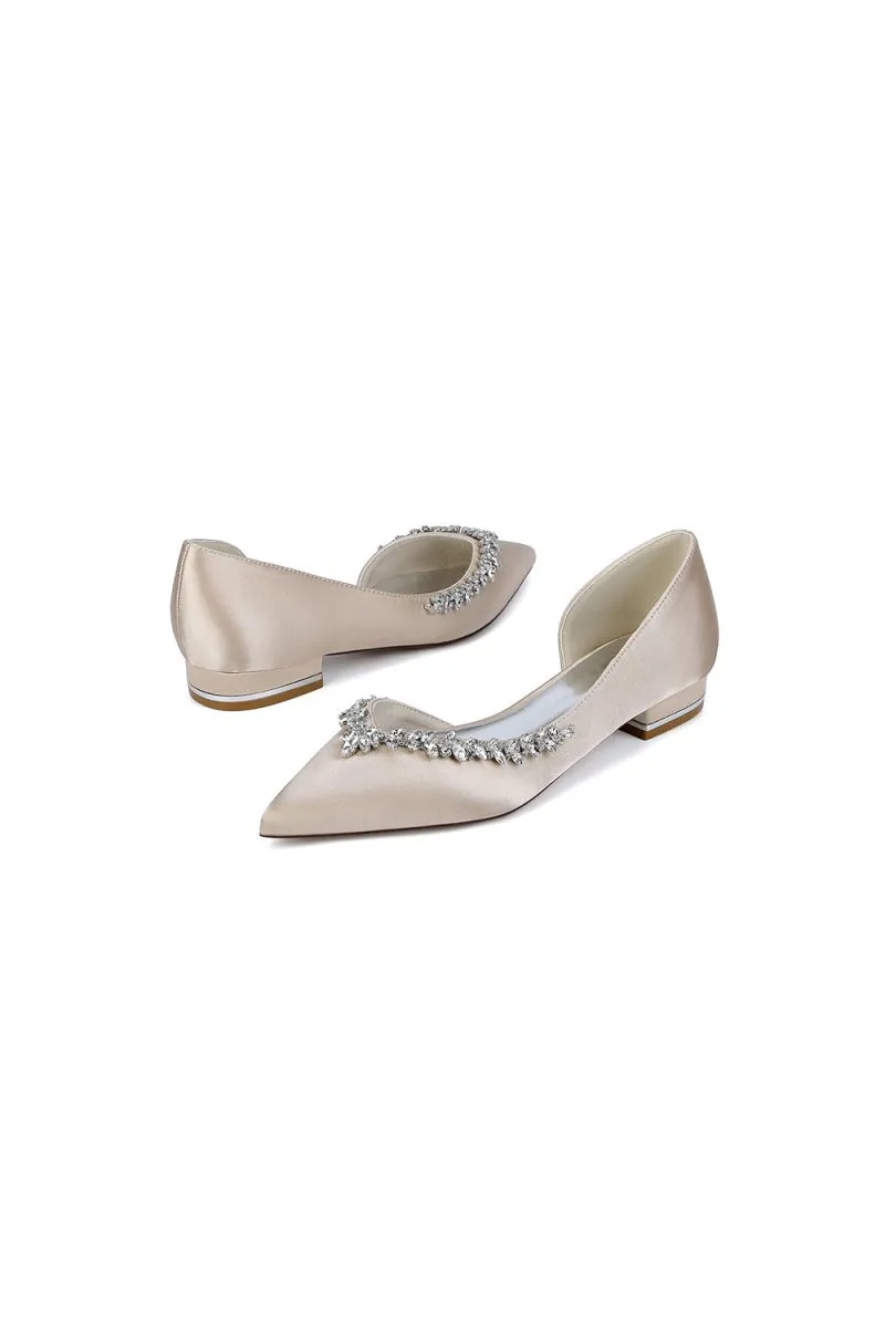 Silver Satin High Heels with Crystal Embellishments 18448-11YK