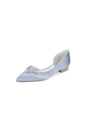 Silver Satin High Heels with Crystal Embellishments 18448-11YK