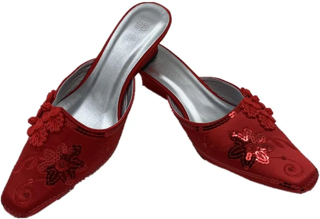 SIMPLY COUTURE Women's Low Heel Closed Toe Slingback Pumps Bowknot Comfortable Dress Shoes
