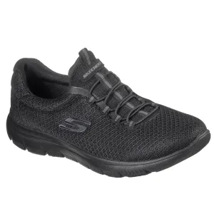 Skechers Women's Summits Slip-On Low Top Sneaker Shoes Black (BBK)