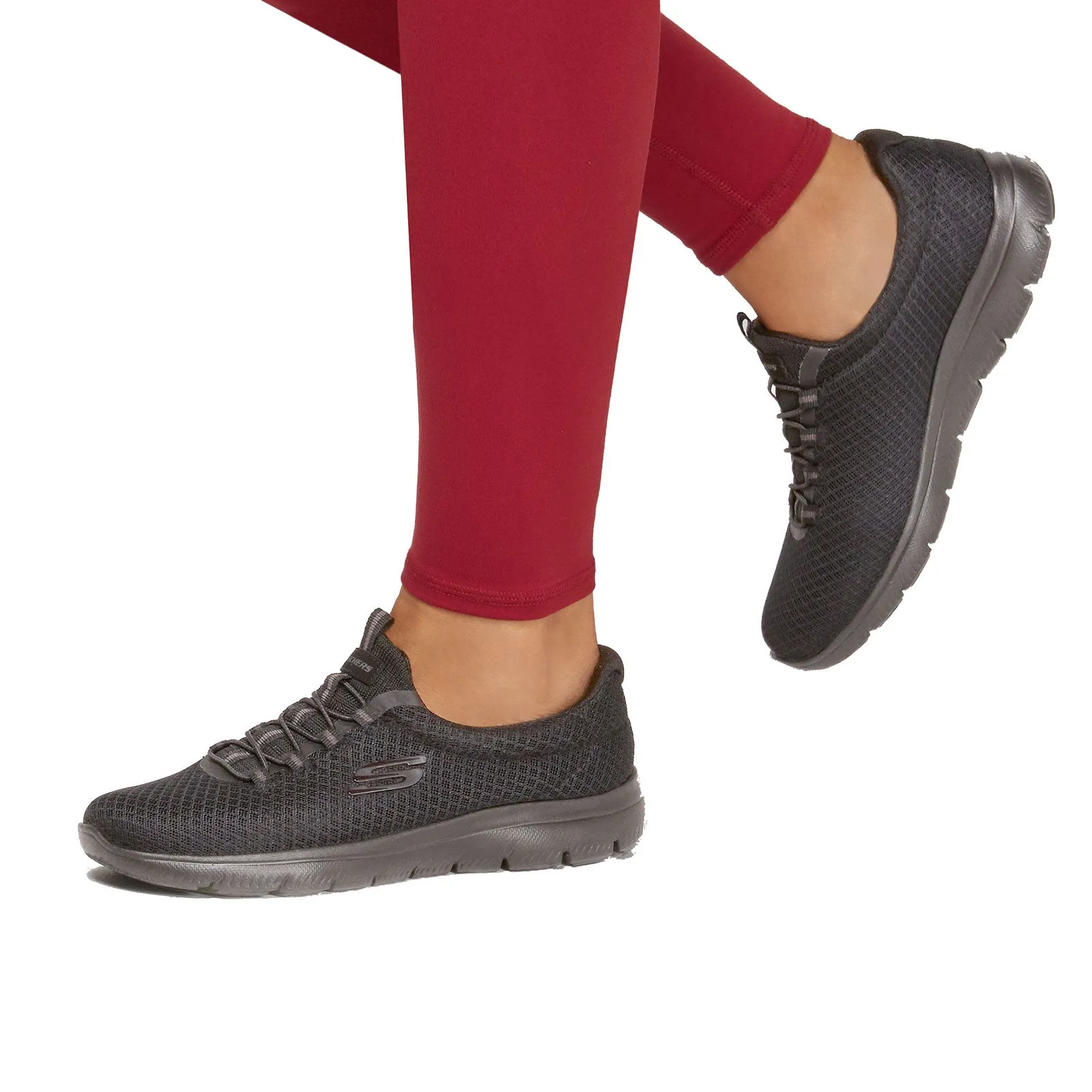 Skechers Women's Summits Slip-On Low Top Sneaker Shoes Black (BBK)