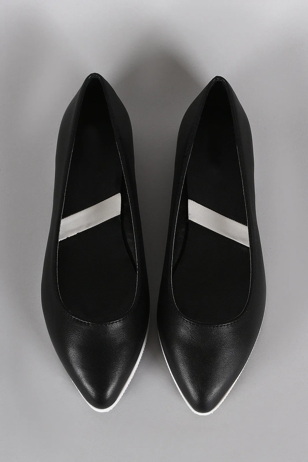 Sole Flat Loafer Slip Contrast Toe Premium Pointy Best deal On