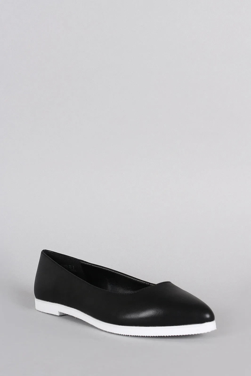 Sole Flat Loafer Slip Contrast Toe Premium Pointy Best deal On