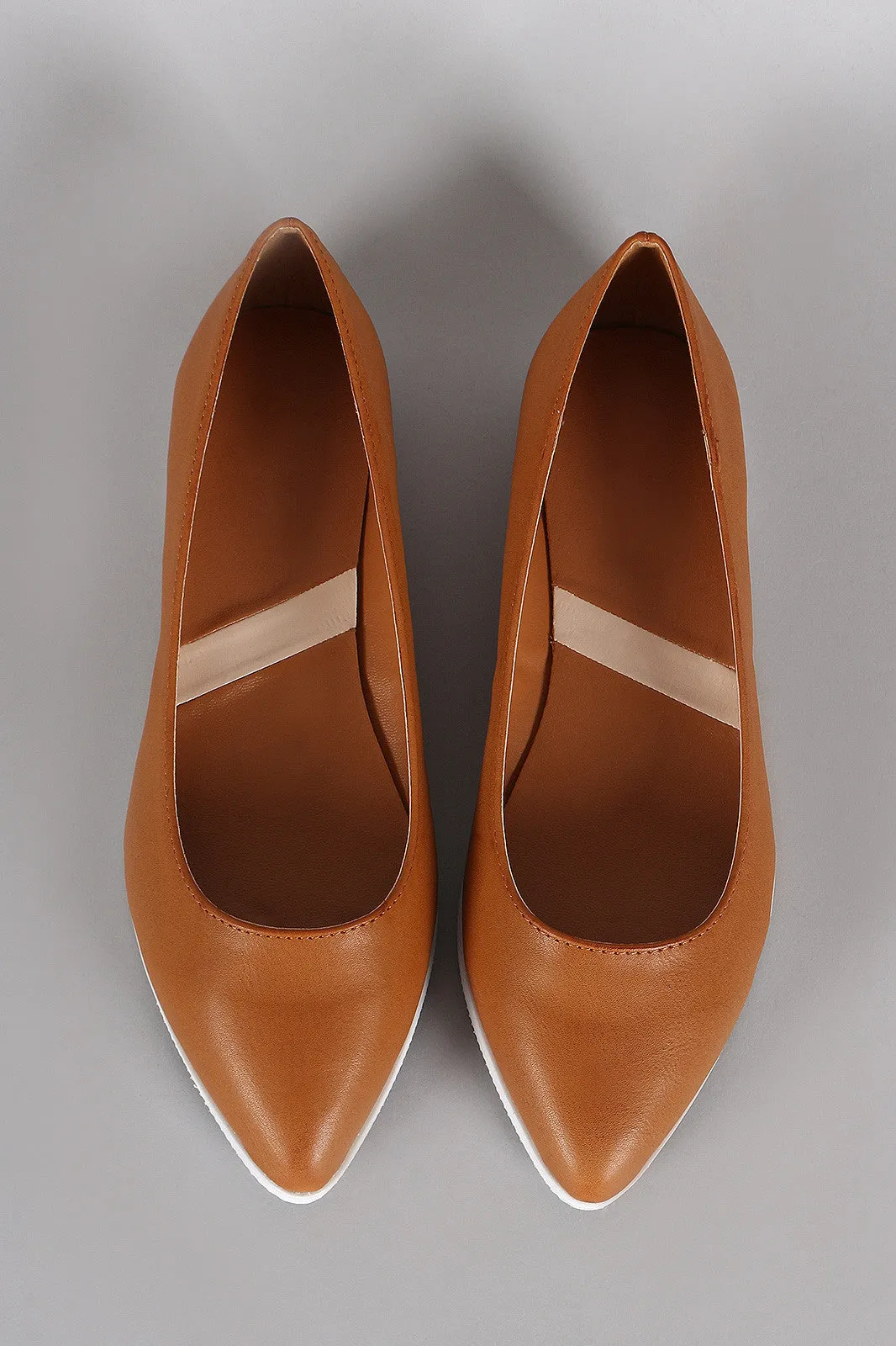 Sole Flat Loafer Slip Contrast Toe Premium Pointy Best deal On
