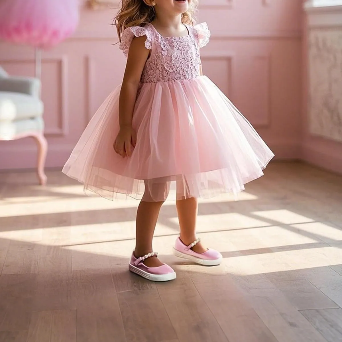 Sparkly Sneakers for Girls 3-12 Years Slip-On Comfort Fit Casual Princess Shoes