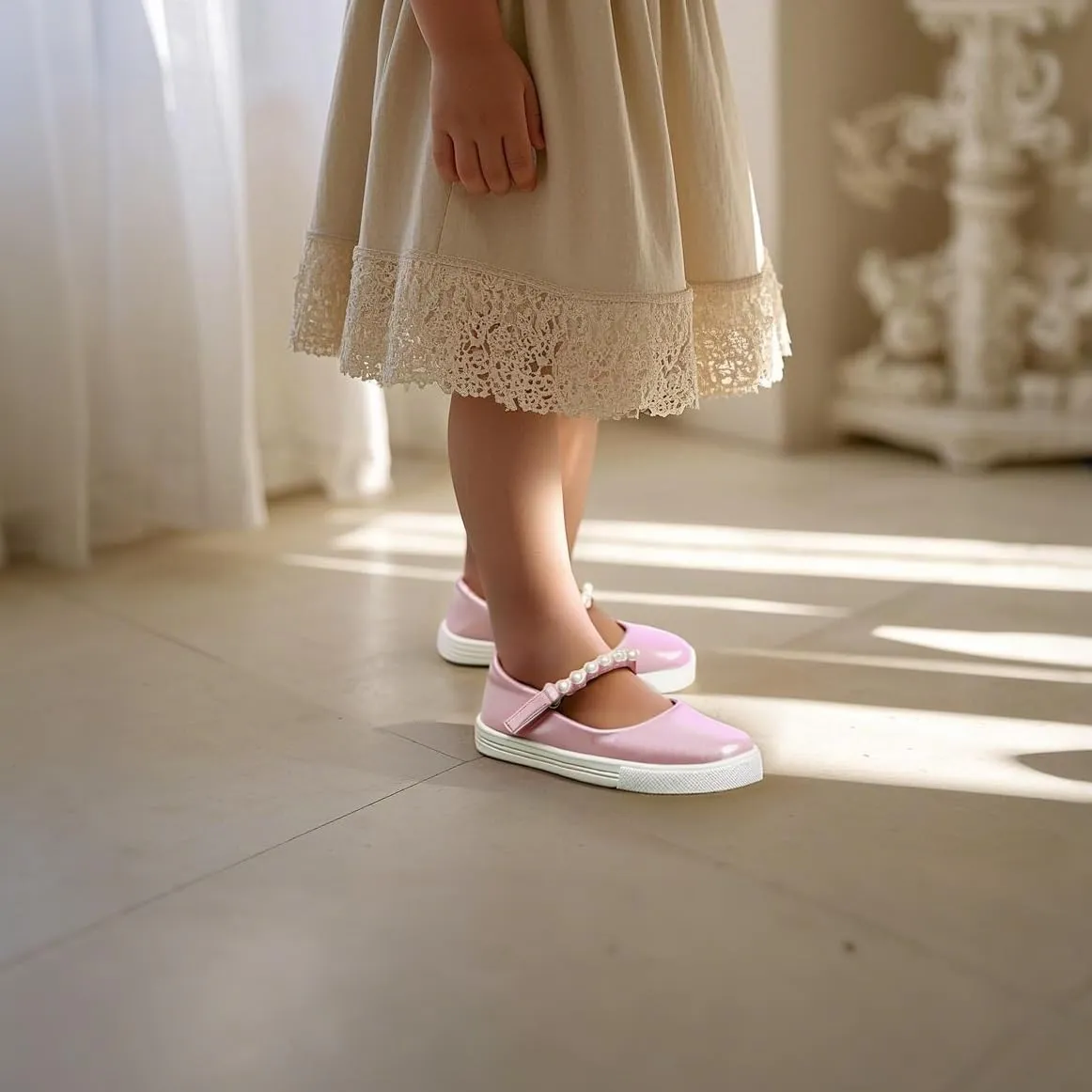 Sparkly Sneakers for Girls 3-12 Years Slip-On Comfort Fit Casual Princess Shoes