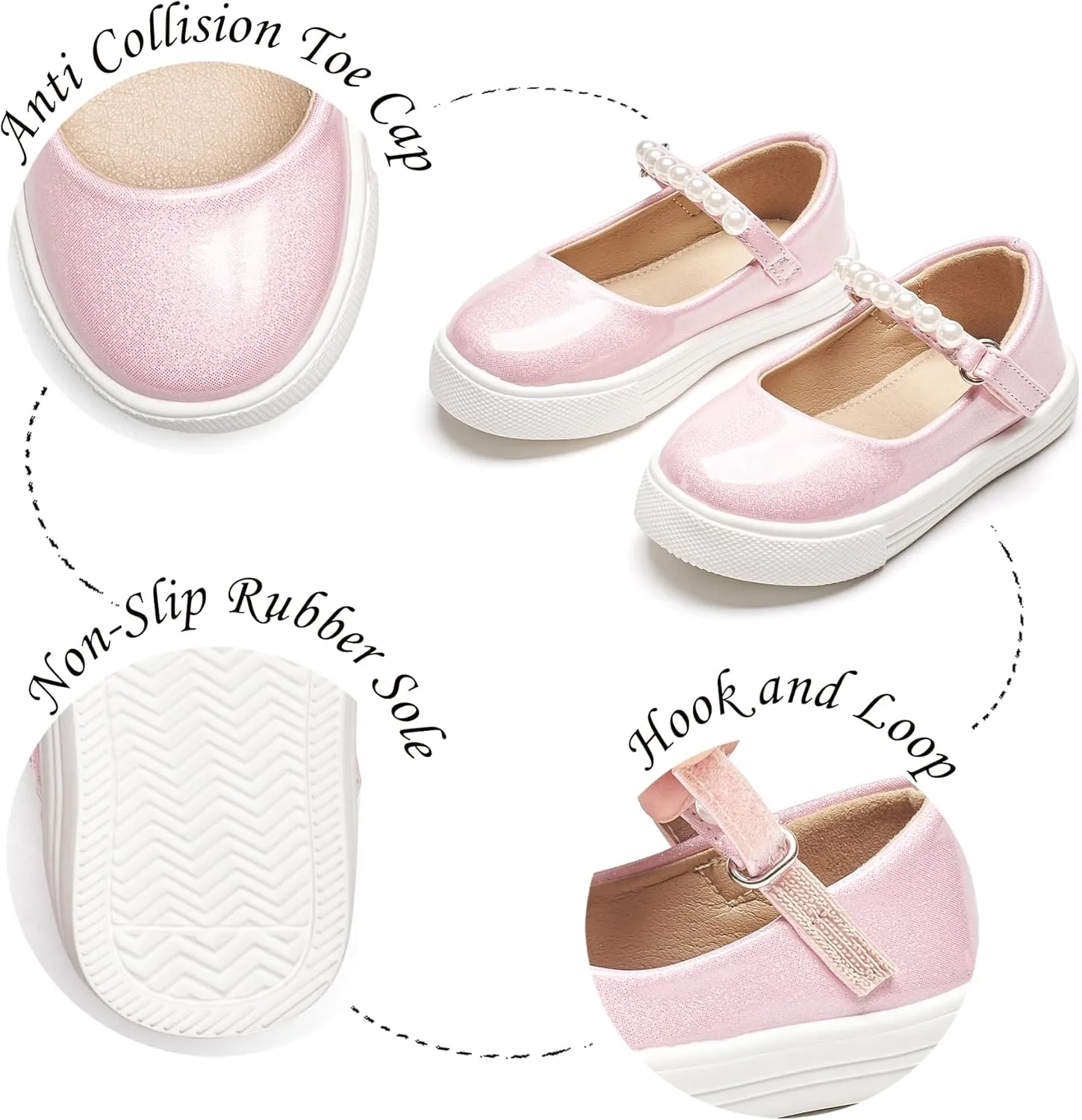 Sparkly Sneakers for Girls 3-12 Years Slip-On Comfort Fit Casual Princess Shoes