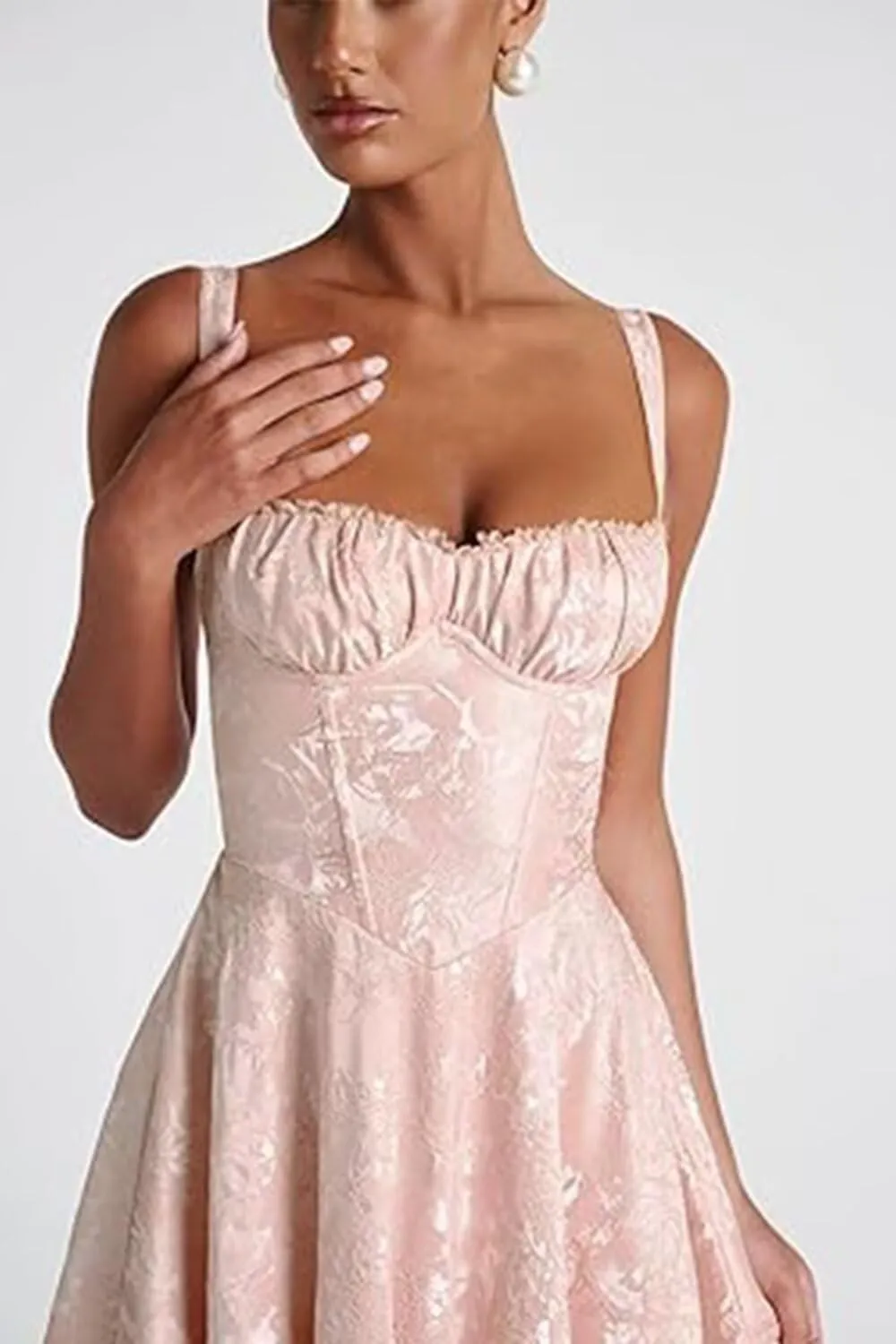 Strapless Jacquard Prom Dresses with Bow A-Line Midi Cocktail Party Dress 2025 EEM185