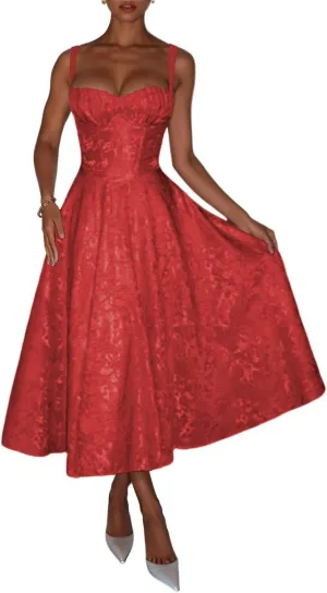 Strapless Jacquard Prom Dresses with Bow A-Line Midi Cocktail Party Dress 2025 EEM185