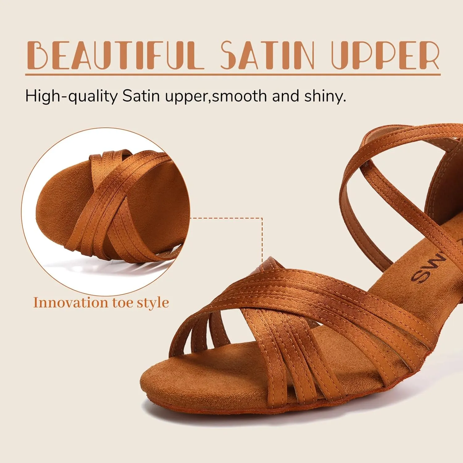SWDZM Women Latin Dance Shoes Satin Professional Ballroom Salsa Practice Performance Dance Shoes