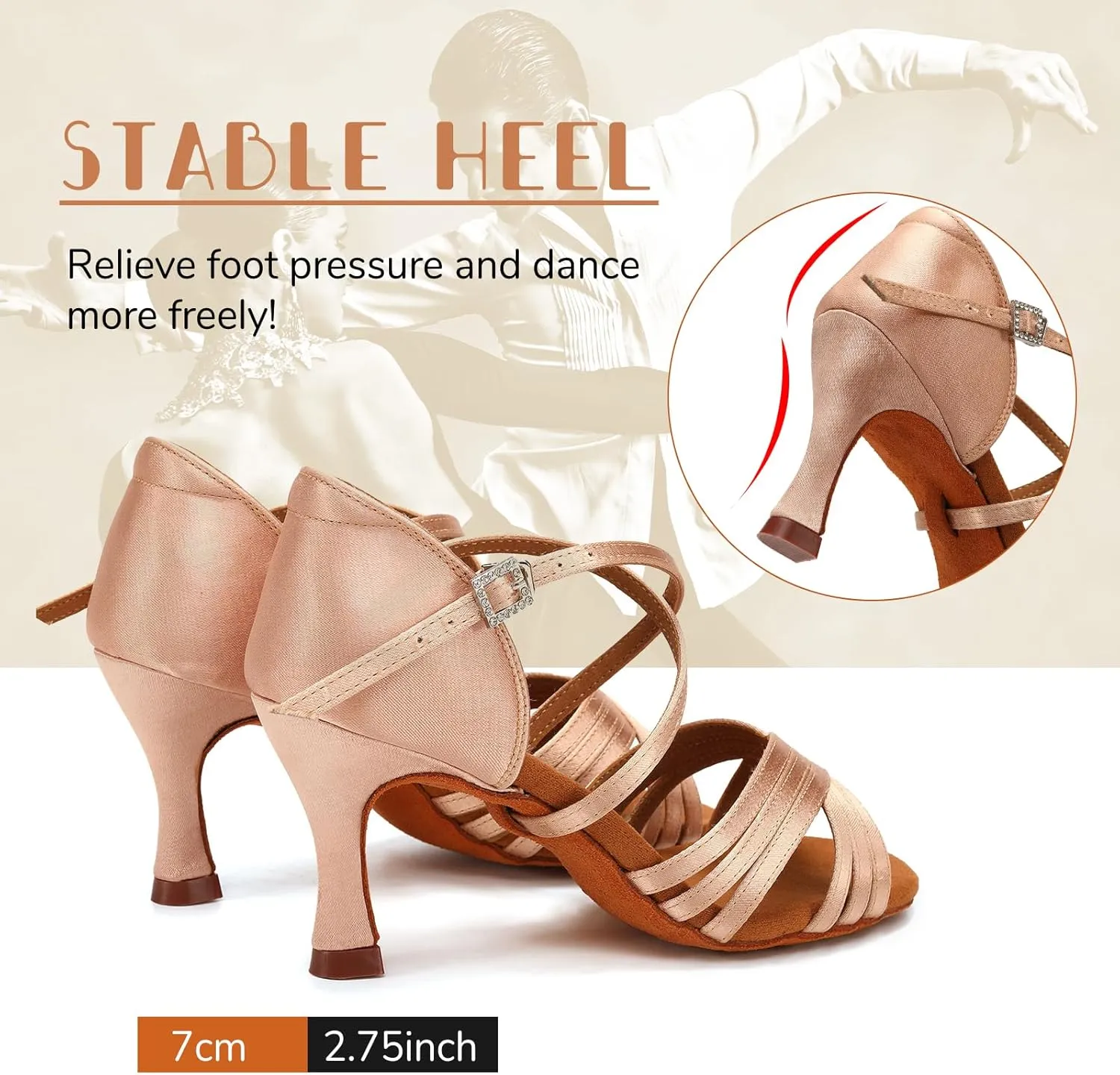 SWDZM Women Latin Dance Shoes Satin Professional Ballroom Salsa Practice Performance Dance Shoes
