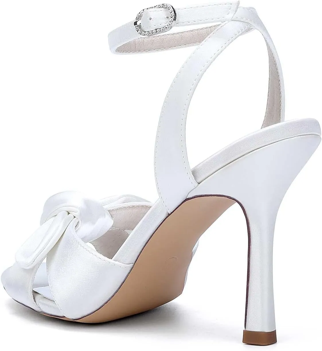 TarfiC Women's High Heels Kitten Heel Pumps - Open-Toe & Round-Toe Bridal Wedding Shoes with Black, White, Silver Buckle Accents