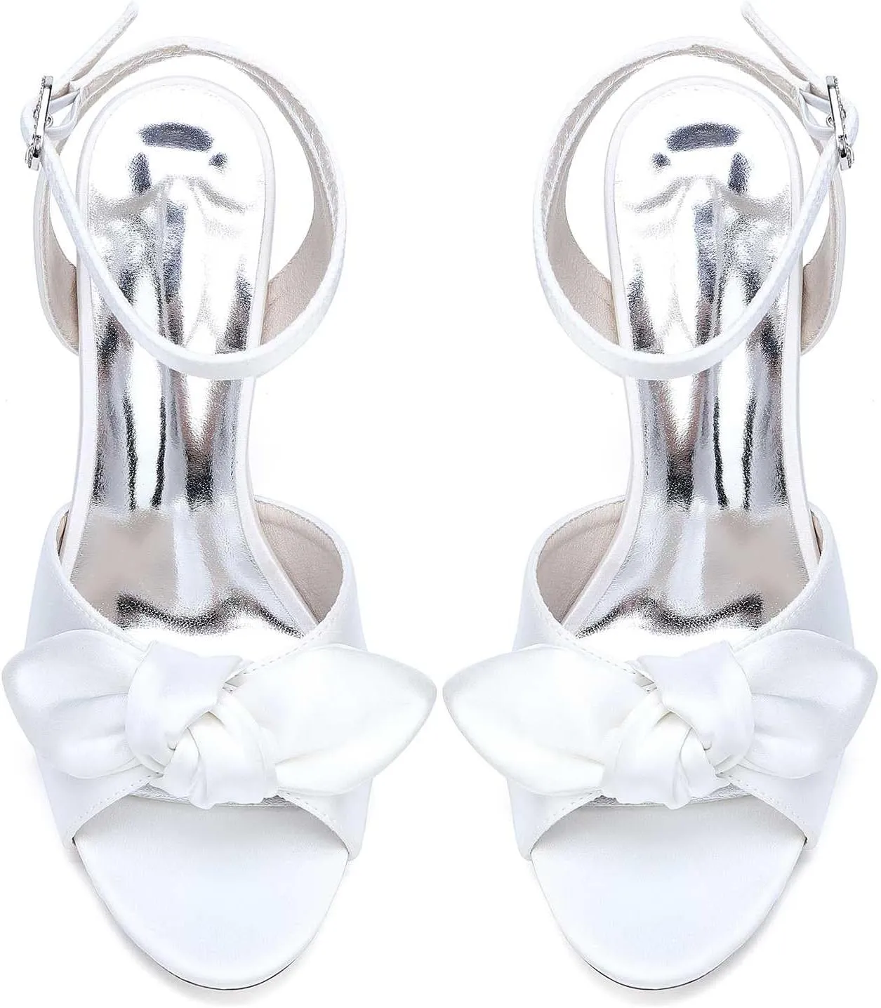 TarfiC Women's High Heels Kitten Heel Pumps - Open-Toe & Round-Toe Bridal Wedding Shoes with Black, White, Silver Buckle Accents