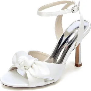 TarfiC Women's High Heels Kitten Heel Pumps - Open-Toe & Round-Toe Bridal Wedding Shoes with Black, White, Silver Buckle Accents