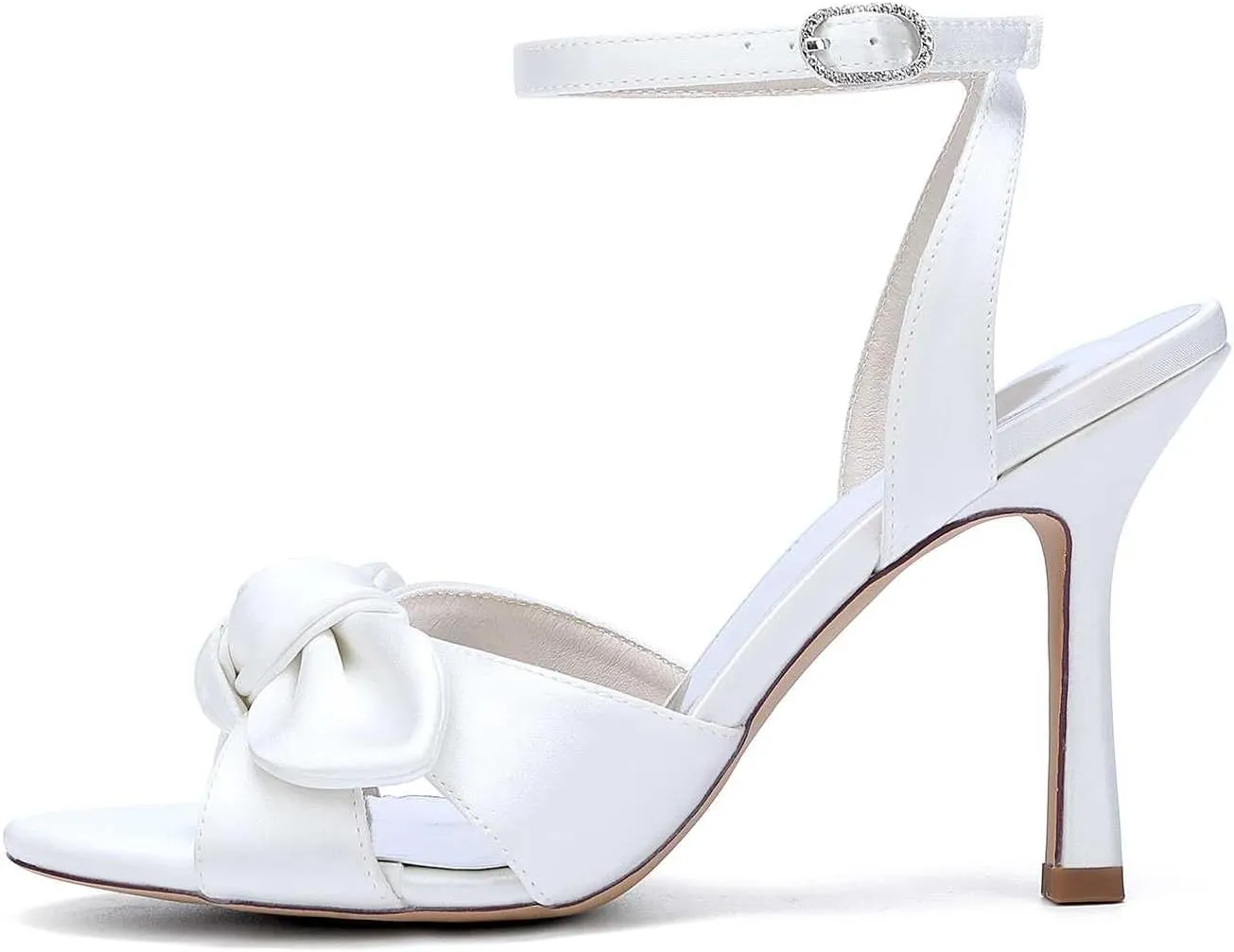 TarfiC Women's High Heels Kitten Heel Pumps - Open-Toe & Round-Toe Bridal Wedding Shoes with Black, White, Silver Buckle Accents