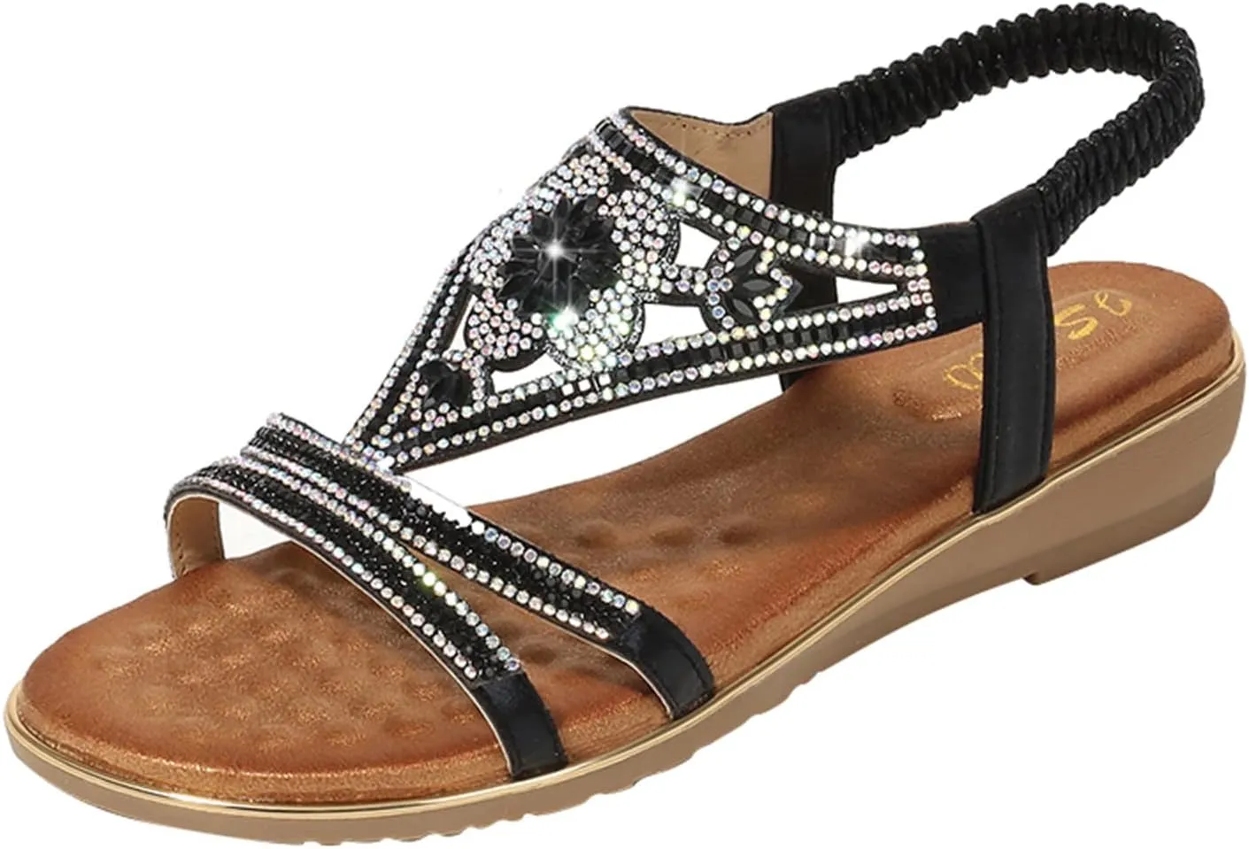 Temperament Flat Bottom Sandals for Women Comfortable Ankle Strap Outdoor Walking Shoes Comfortable Sandals