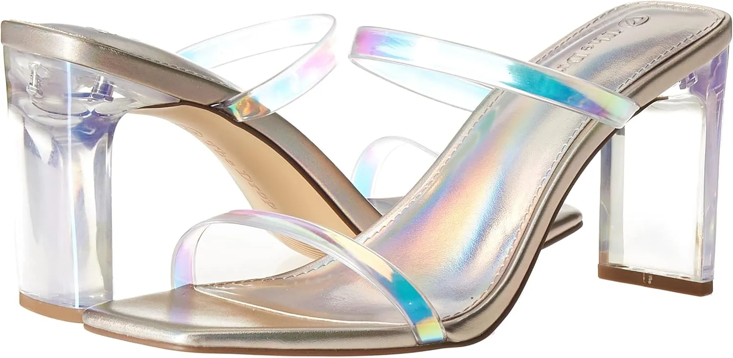 The Drop Women's Avery Square Toe Two Strap High Heeled Sandal