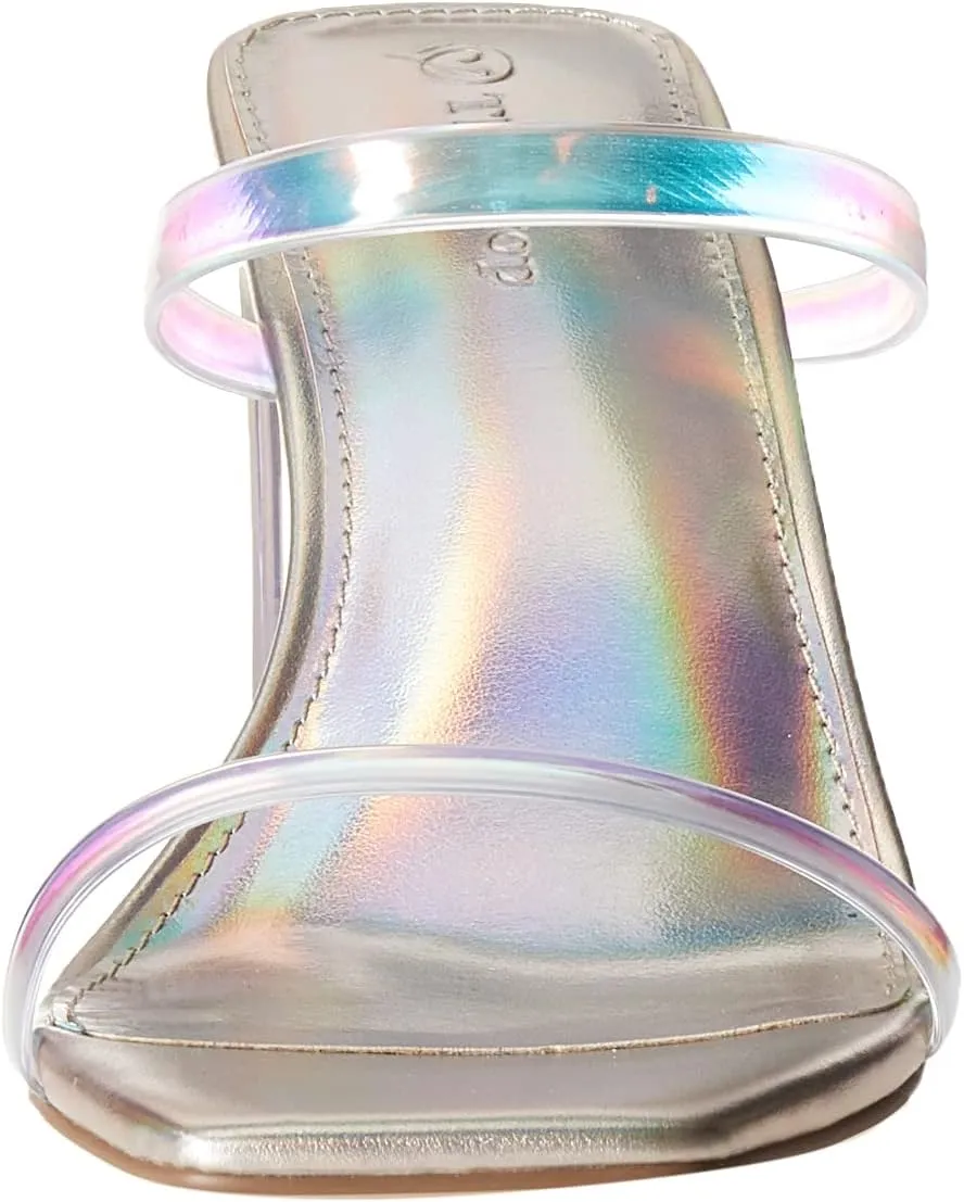 The Drop Women's Avery Square Toe Two Strap High Heeled Sandal