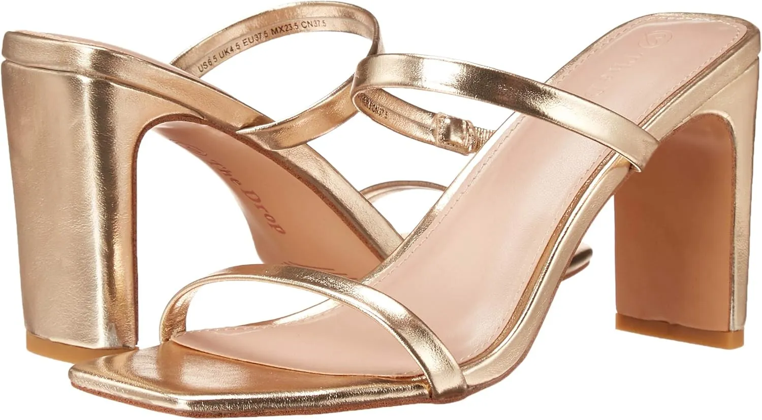 The Drop Women's Avery Square Toe Two Strap High Heeled Sandal