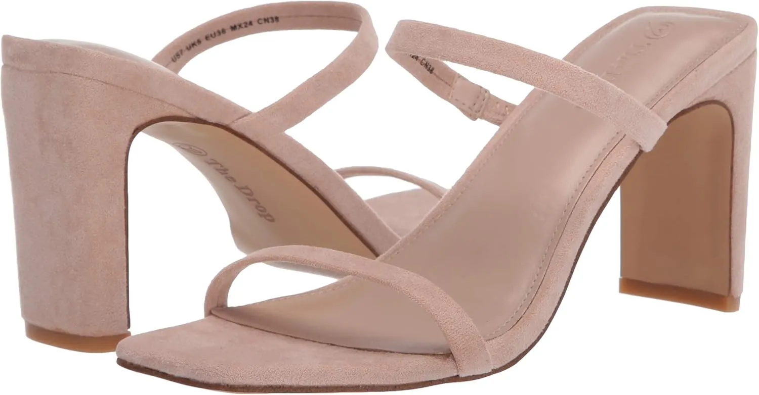 The Drop Women's Avery Square Toe Two Strap High Heeled Sandal