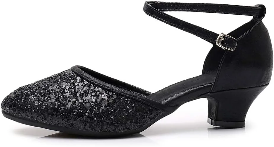 TINRYMX Womens Latin Dance Shoes Sequin Mesh Ballroom Salsa Tango Party Wedding Dance Shoes,Model-DY105