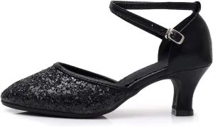 TINRYMX Womens Latin Dance Shoes Sequin Mesh Ballroom Salsa Tango Party Wedding Dance Shoes,Model-DY105