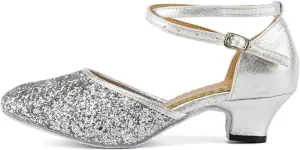 TINRYMX Womens Latin Dance Shoes Sequin Mesh Ballroom Salsa Tango Party Wedding Dance Shoes,Model-DY105