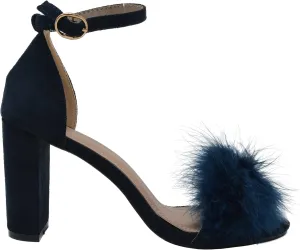 TOP Moda Womens Hannah-1 Platform Chunky Heel Metallic Glitter Party Ankle Strap High Heel Sandal Blue Su Fur 8