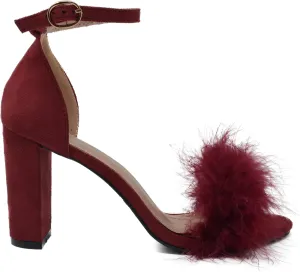 TOP Moda Womens Hannah-1 Platform Chunky Heel Metallic Glitter Party Ankle Strap High Heel Sandal Wine Su 9