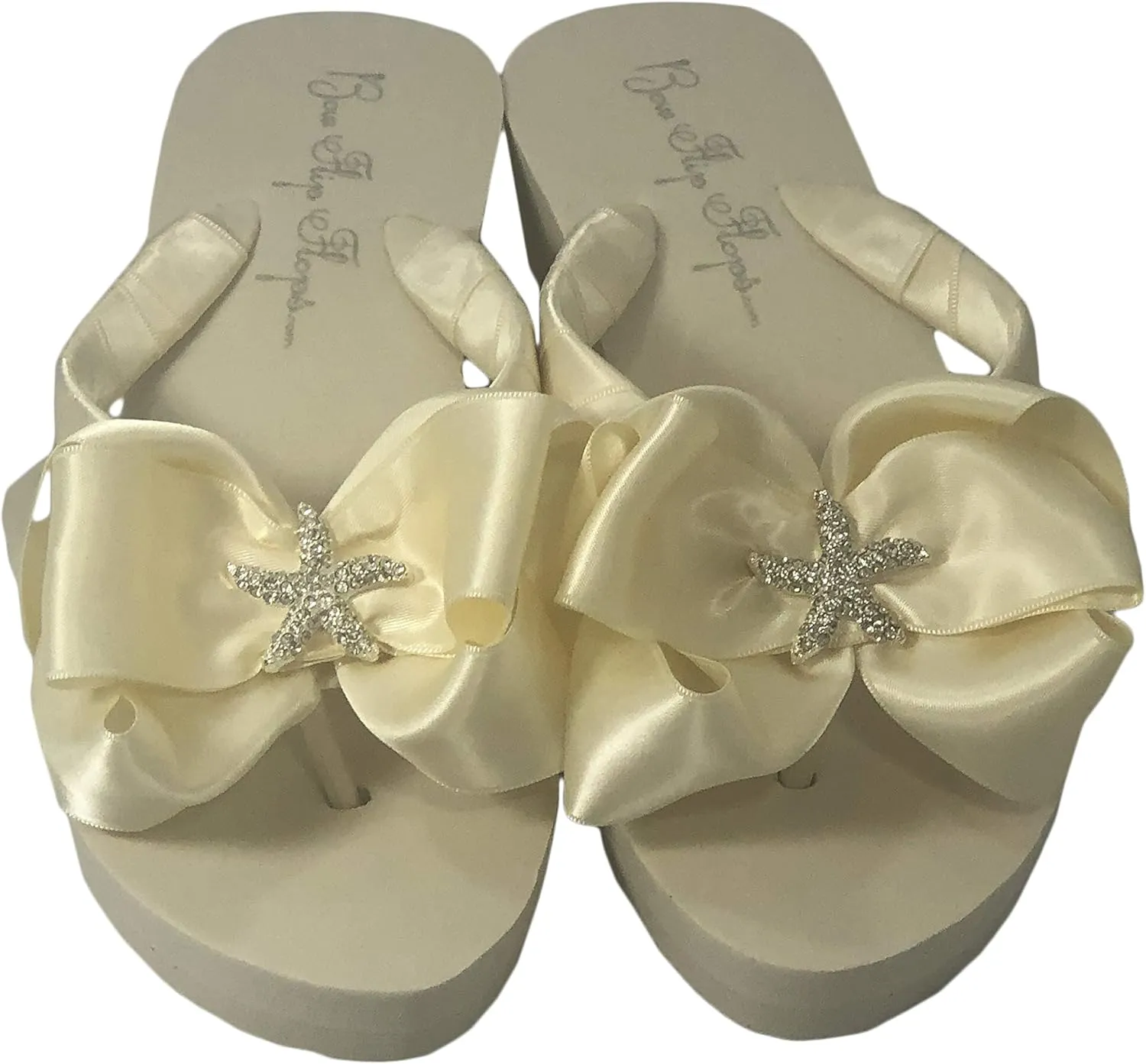Turquoise Starfish Flip Flops in White 3.5 Inch Heel Sandals