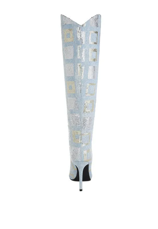 Twilight Checkered Sequin Boots