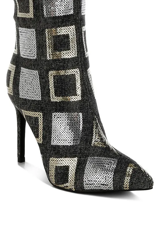 Twilight Checkered Sequin Boots