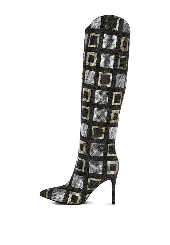 Twilight Checkered Sequin Boots