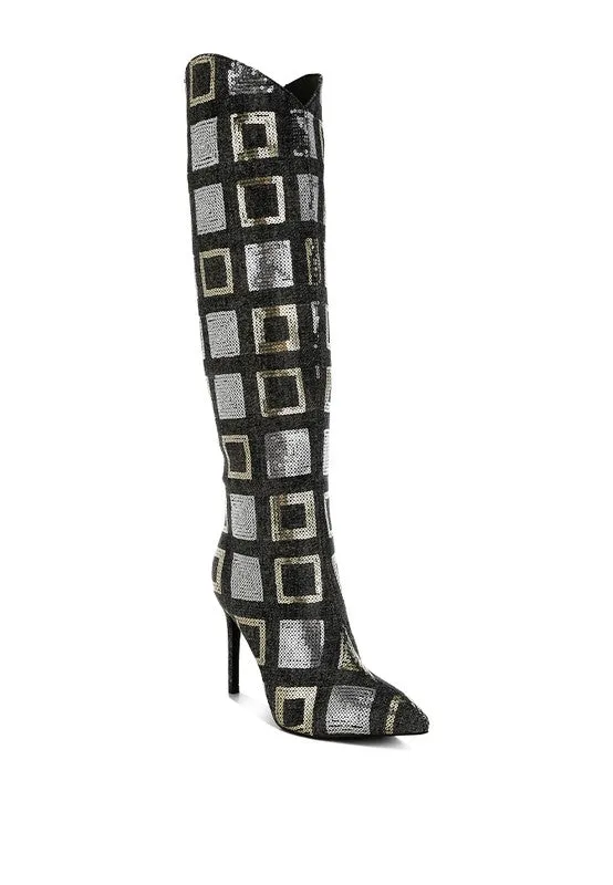 Twilight Checkered Sequin Boots