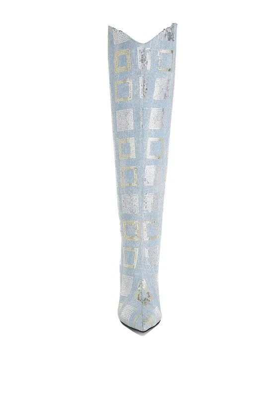 Twilight Checkered Sequin Boots