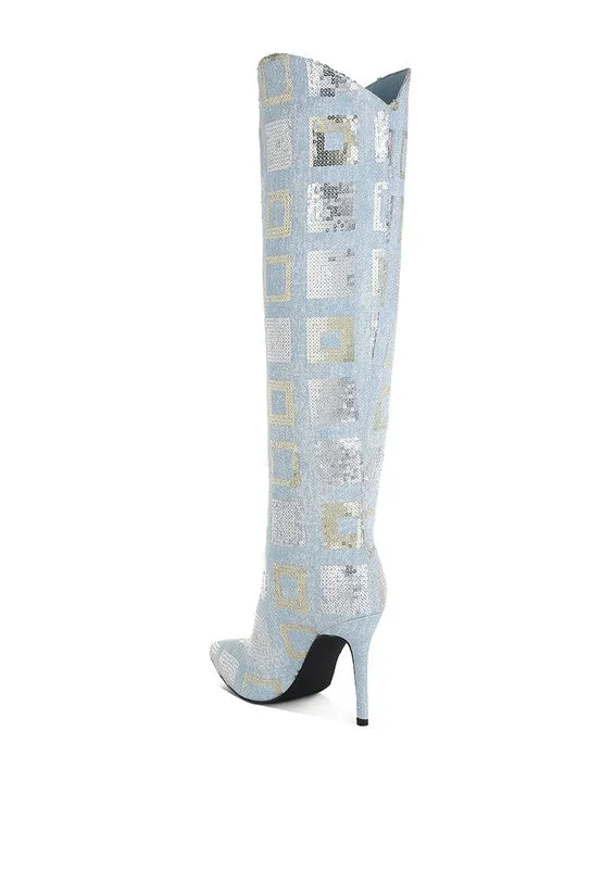 Twilight Checkered Sequin Boots