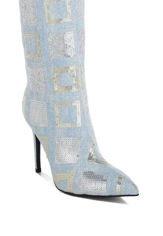 Twilight Checkered Sequin Boots