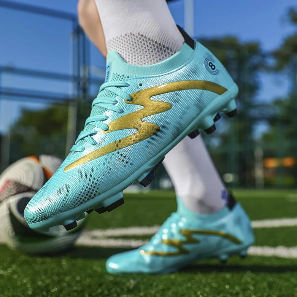 Unisex FG Cleats Training Athletic Non-Slip Long Studs High-Top Football Soccer Shoes for Youth