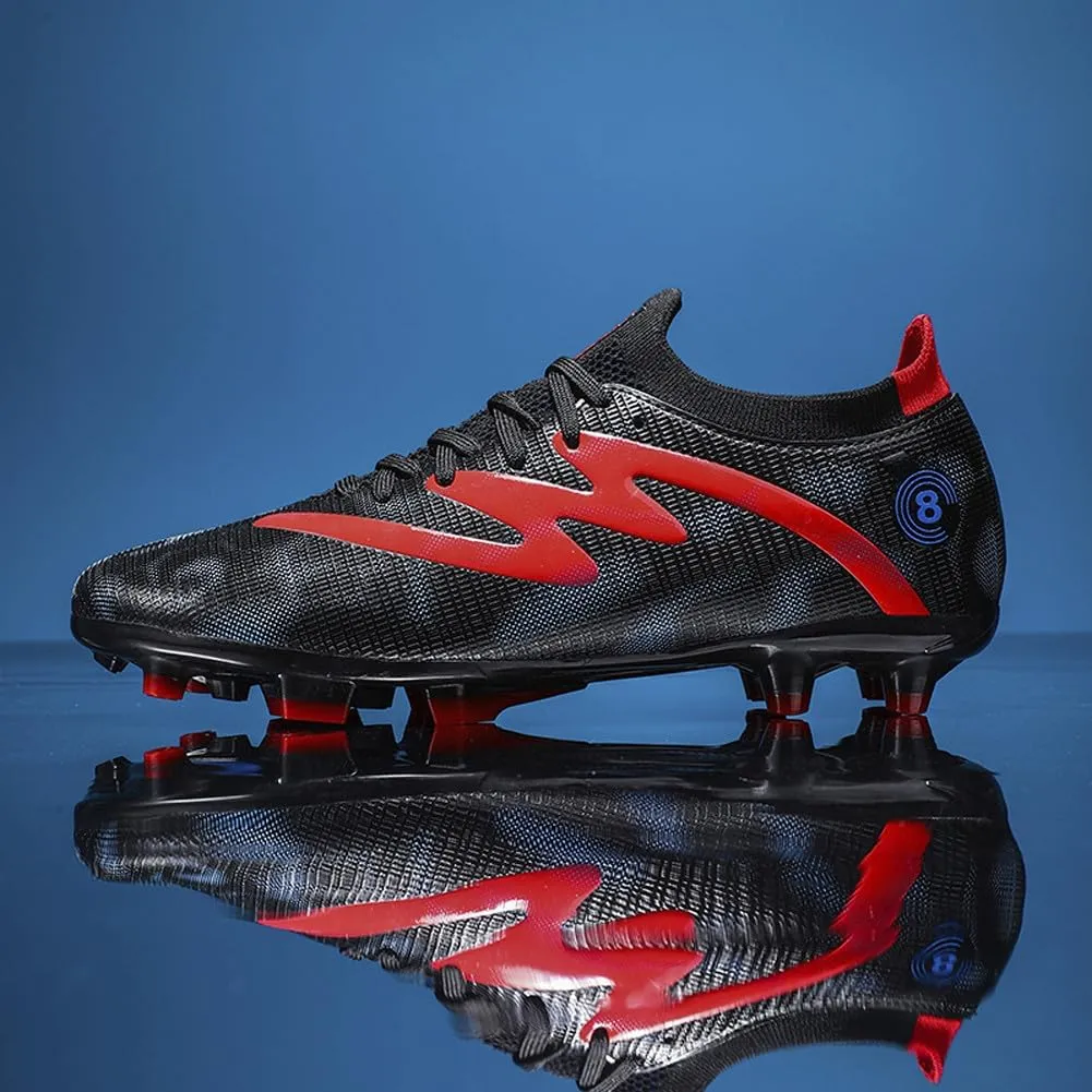Unisex FG Cleats Training Athletic Non-Slip Long Studs High-Top Football Soccer Shoes for Youth