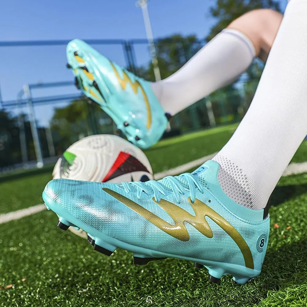 Unisex FG Cleats Training Athletic Non-Slip Long Studs High-Top Football Soccer Shoes for Youth