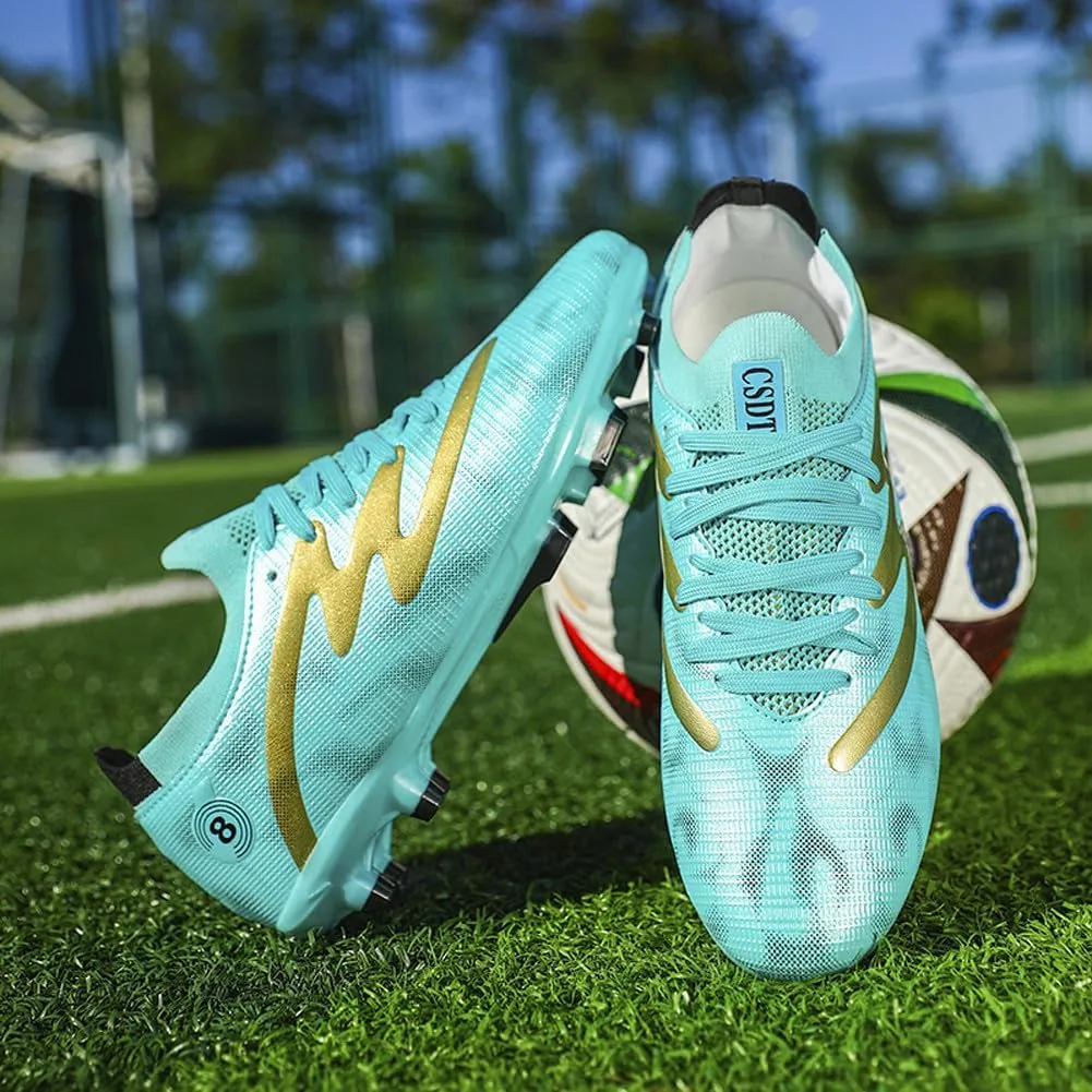 Unisex FG Cleats Training Athletic Non-Slip Long Studs High-Top Football Soccer Shoes for Youth