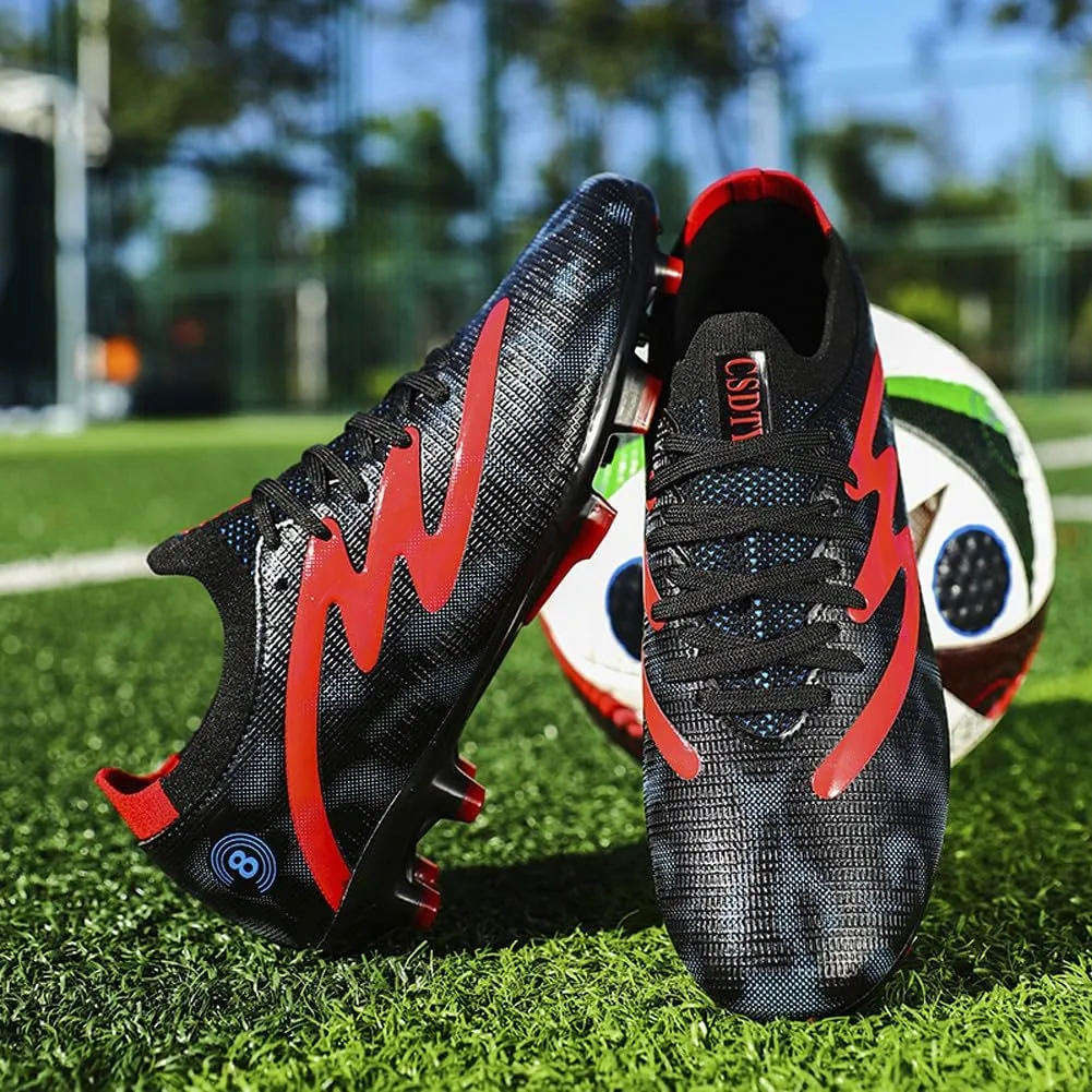 Unisex FG Cleats Training Athletic Non-Slip Long Studs High-Top Football Soccer Shoes for Youth