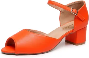 VenusCelia Women's Easy Going Strap Pump Chunky Heeled Sandal