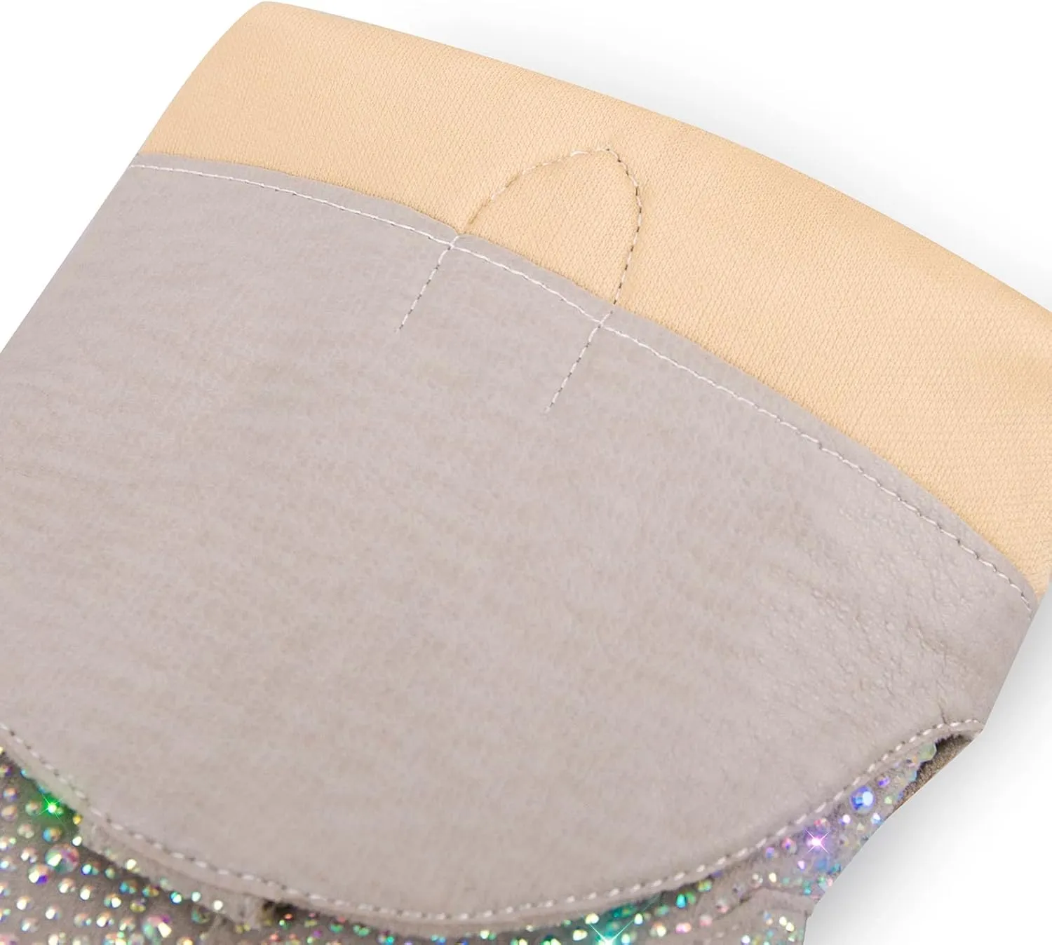 VERISSON Point Toe Western Boots Silver Glitter Rhinestone Block Heeled Cowboy Booty