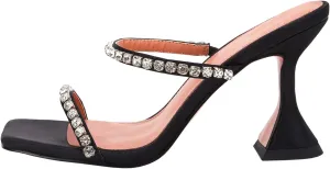 VETASTE Heeled Sandals for Women Square Toe Two Strap Party Wedding Satin Heels